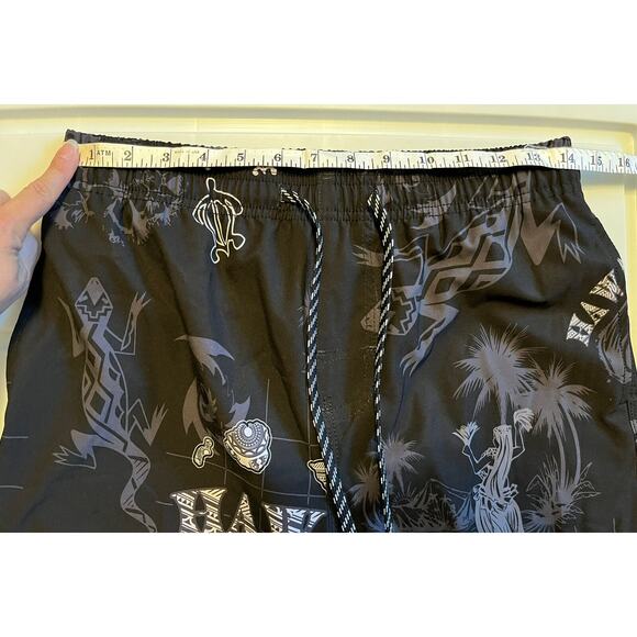 Favant Hawaii Men’s Small Black Shorts Swim Trunks Island Hula Girl Turtle - Picture 8 of 10